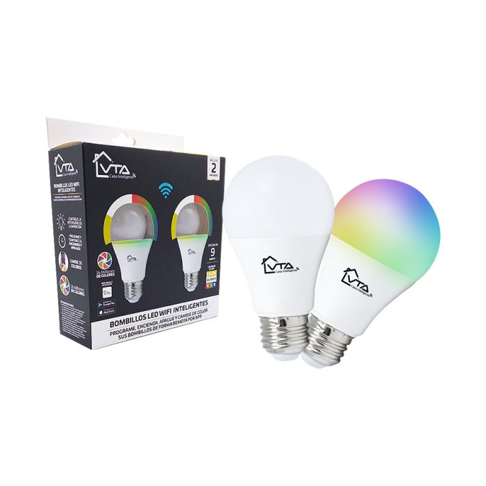 FOCO BOMBILLO SMART WIFI VTA COLORES RGB 2 PACK 9W