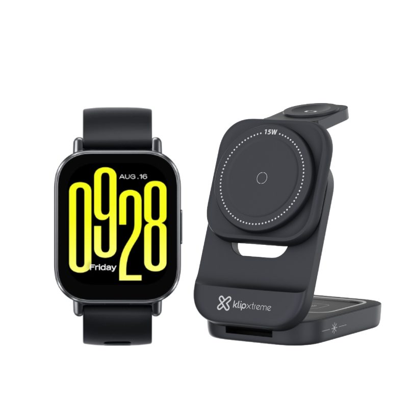 Combo Smart Redmi Watch 5 Active y Estación de Carga Klip Xtreme KDC-150