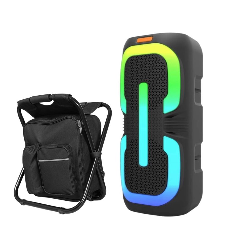 Parlante Bluetooth con Luces MS-1952BT Y Silla Plegable con Hielera Integrada