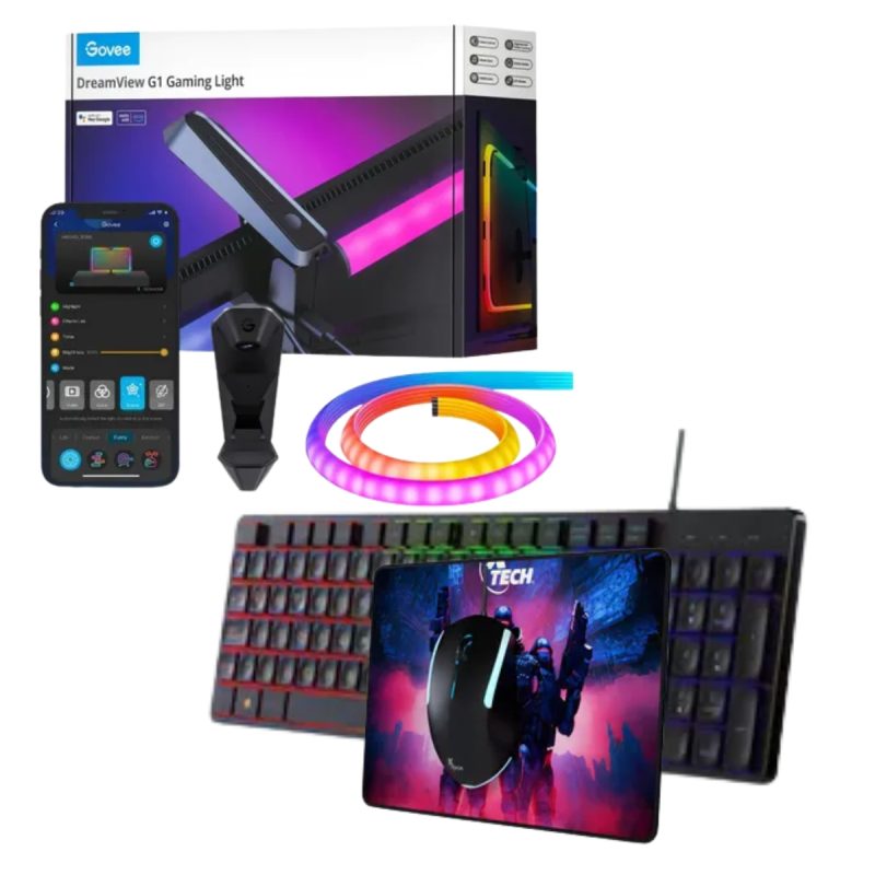 Luces GOVEE G1 RGBIC H604B Y Kit Hasha Xtech XTK-535S Teclado, Mouse y Mousepad
