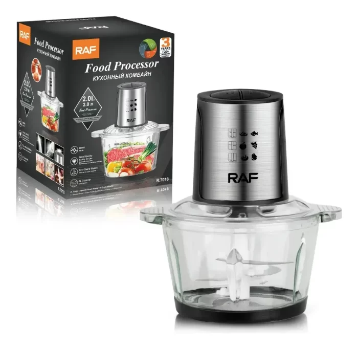 Procesador de Alimentos RAF 2L 800W con Vaso de Vidrio
