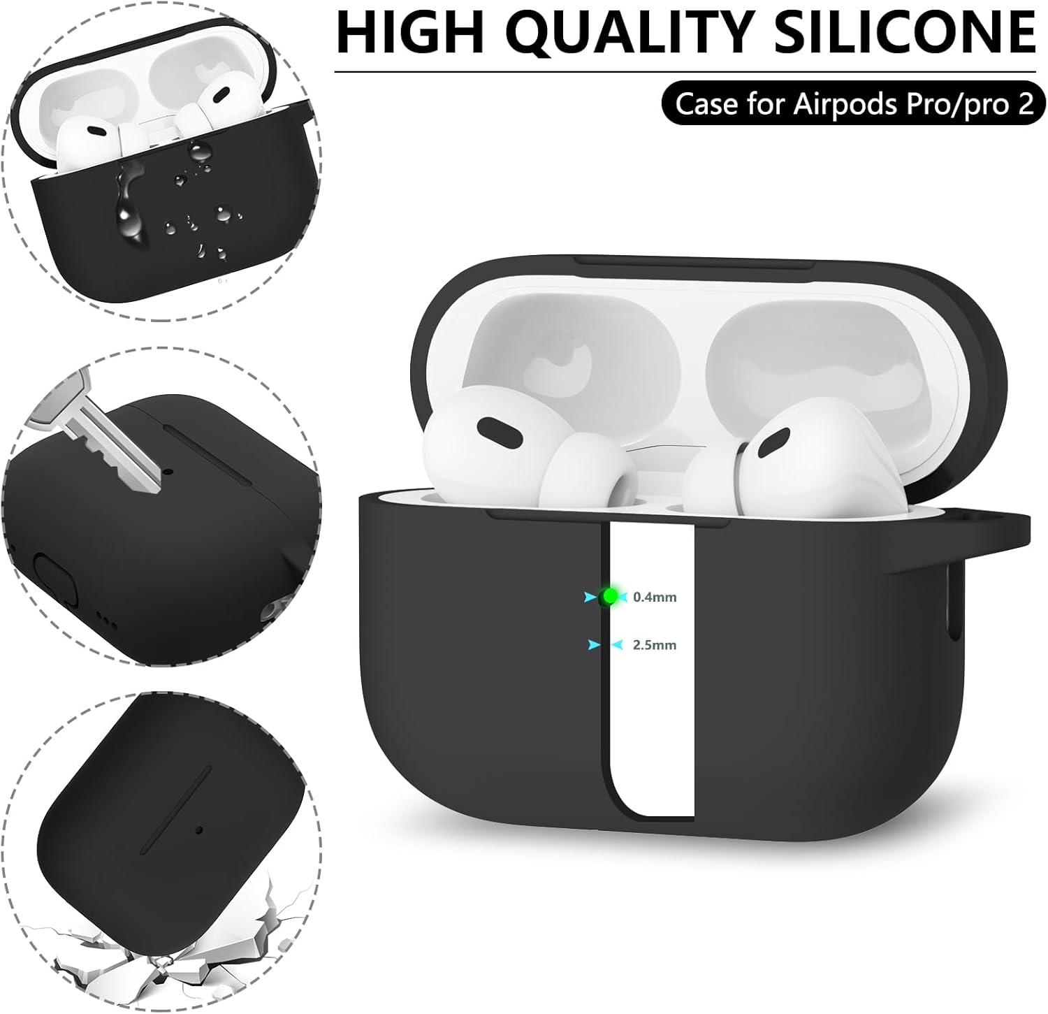 Custodia Di Ricarica Wireless Per AirPods 1/2 – Batteria 680mAh, Ricarica Cablata E Qi, Pulsante Di Sincronizzazione Bluetooth – Solo Custodia