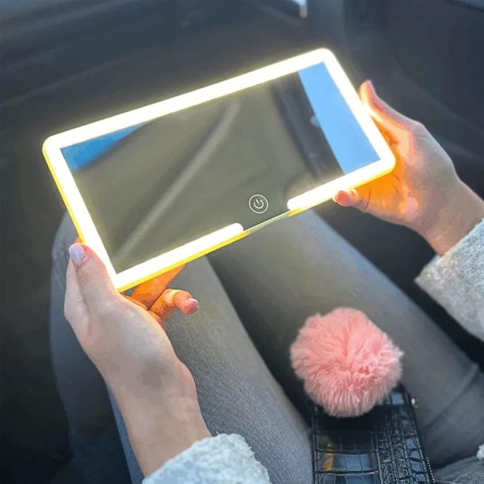 espejo de maquillaje con luz LED portátil