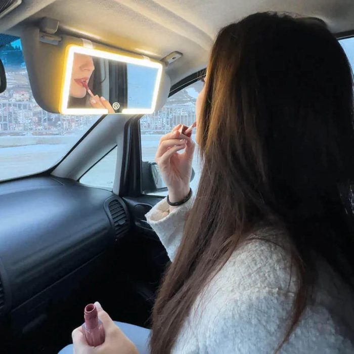 espejo con luz para visera de carro