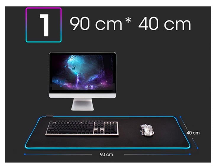 Mouse Pad Negro Gamer RGB 35x25 cm
